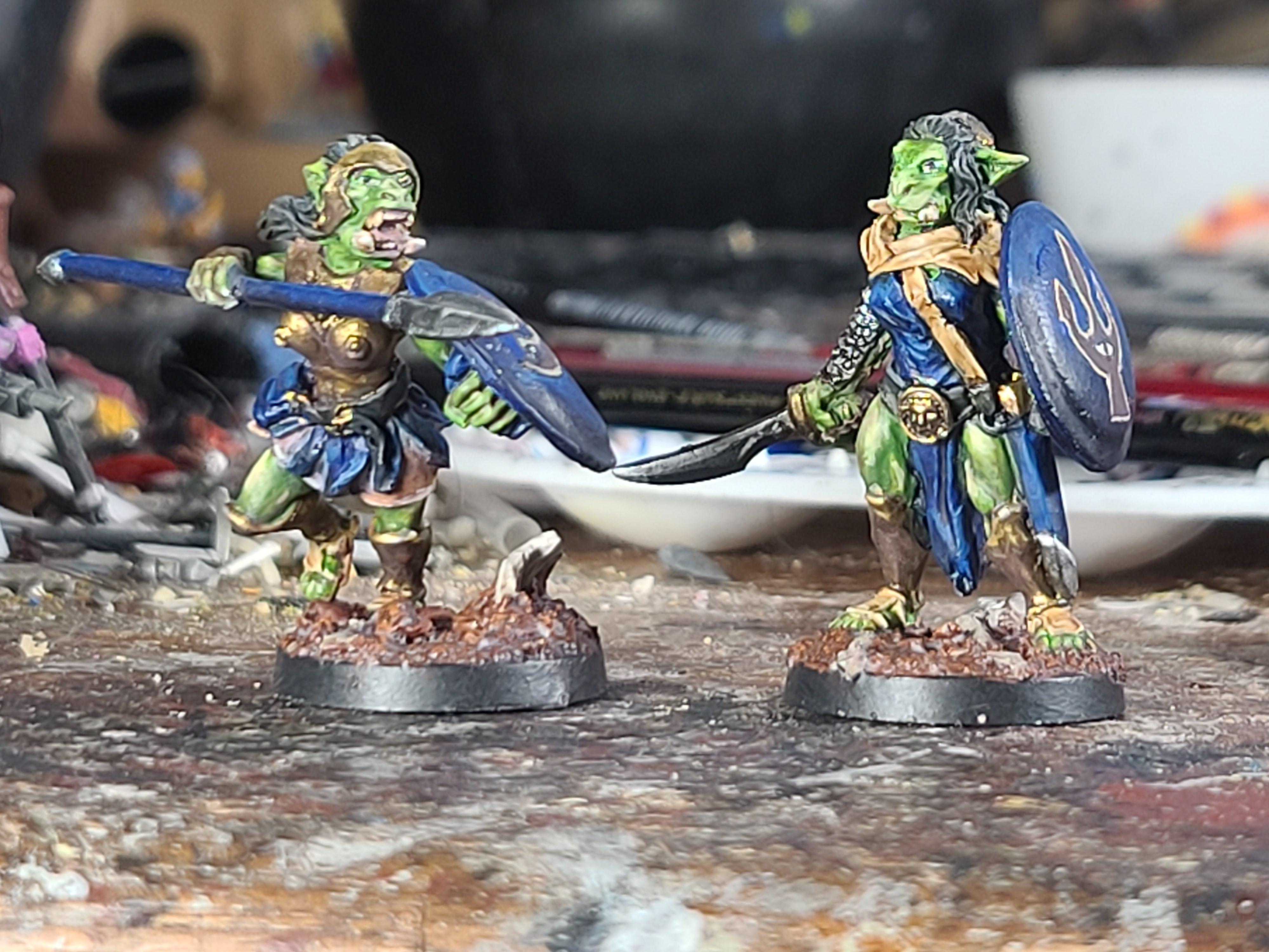 Bronze Age Miniatures, Female, Freehand., Orcs, Shields, Spear, Sword